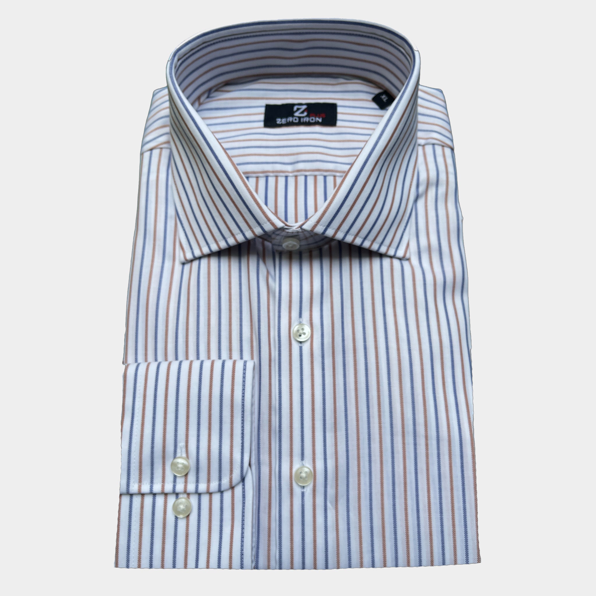 Camicia Uomo 1 Bottone Francese Cotone Riga Stretta NoIron Antimacchia