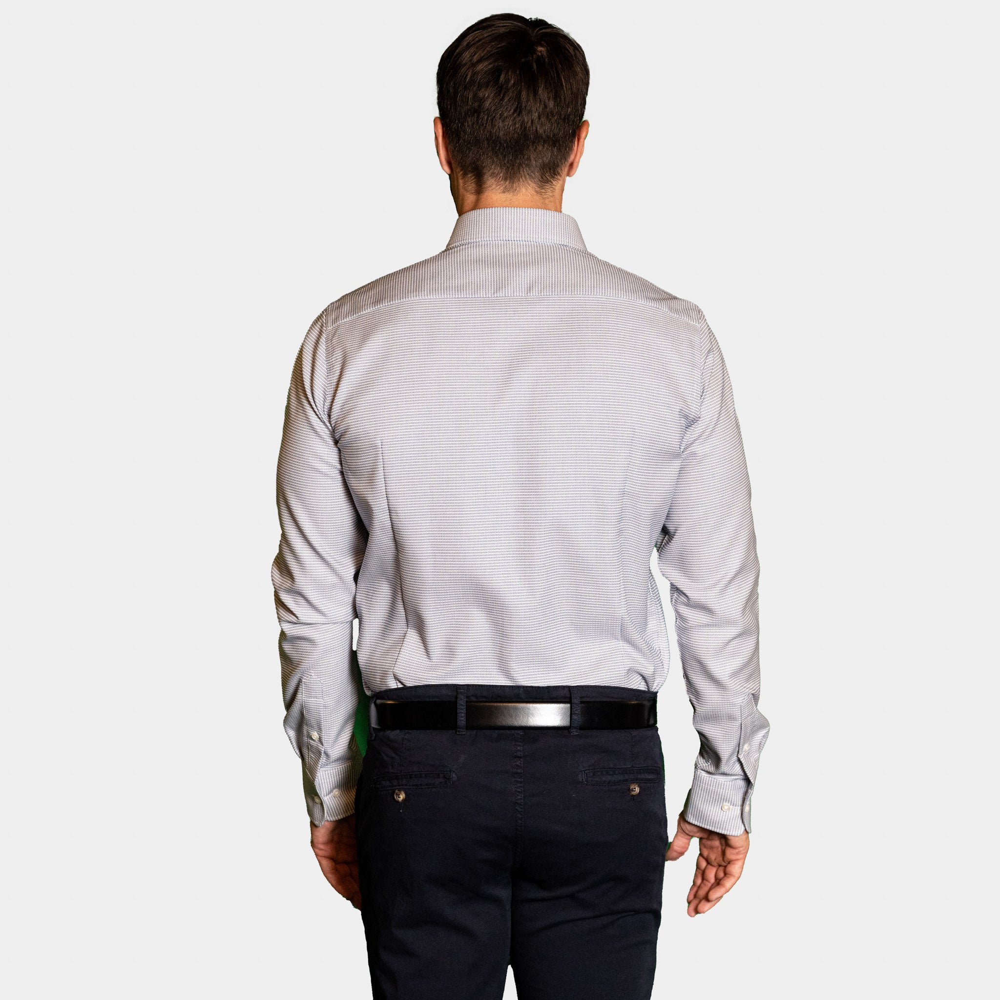 Camicia Uomo 1 Bottone Francese Cotone Micro Fantasia NoIron Antimacchia
