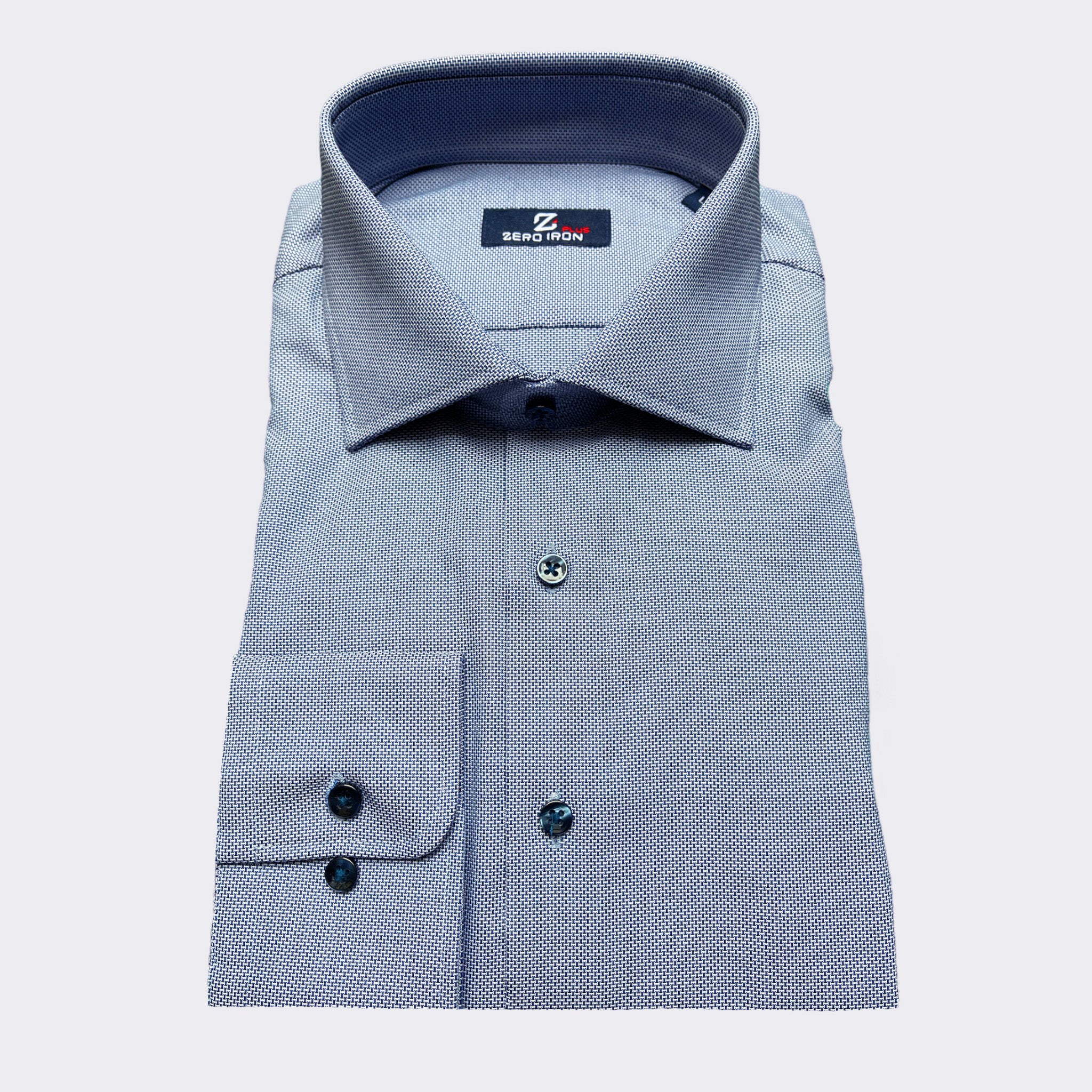Camicia Uomo 1 Bottone Francese Cotone Micro Fantasia NoIron Antimacchia