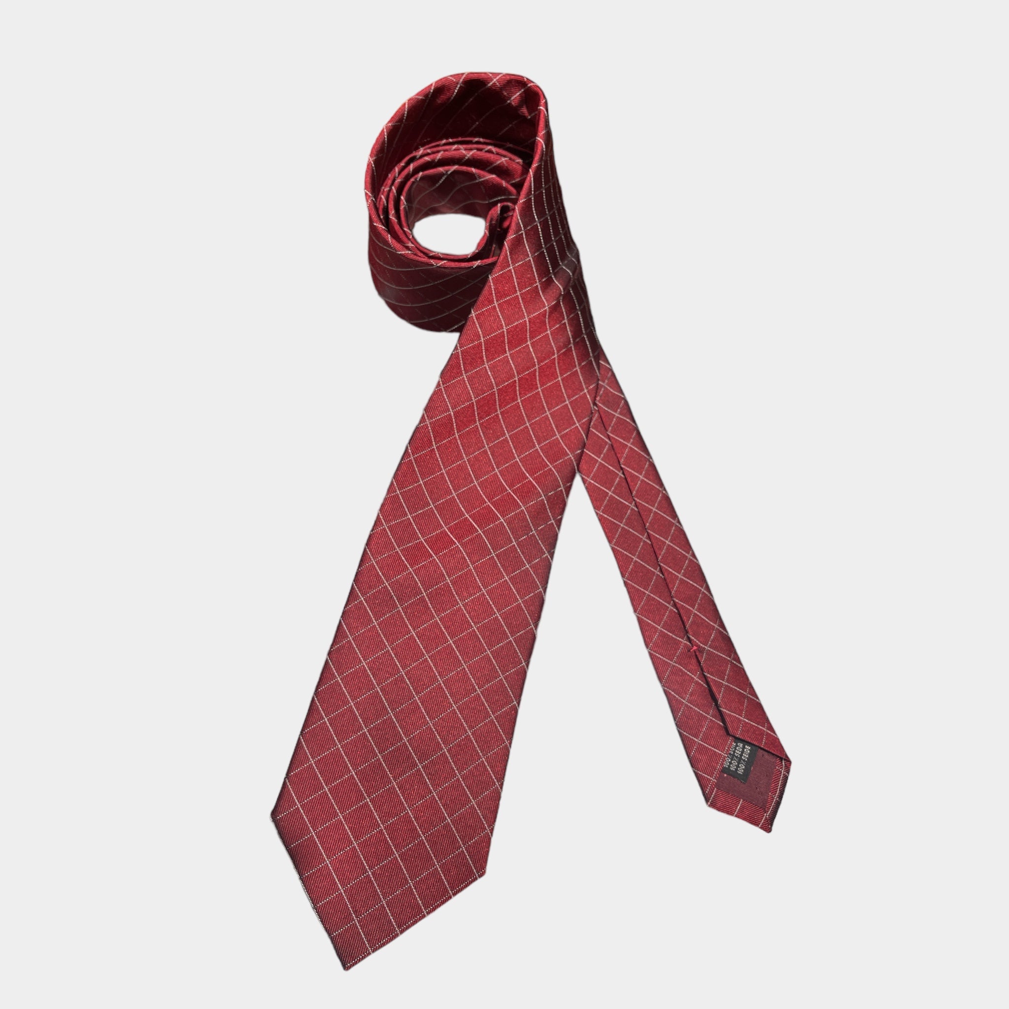 Cravatta cm 8 100% Seta Microdisegni Rosso Bordeaux/Bianco