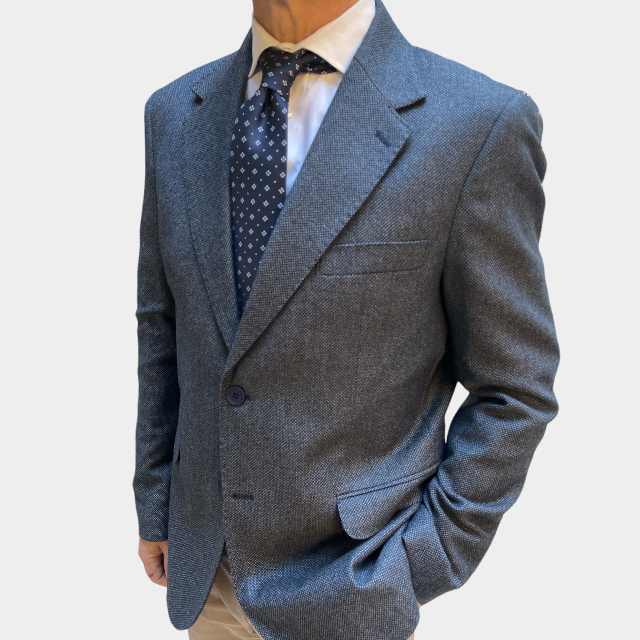 Giacca Uomo 2 Bottoni Lana Tweed Punto Spillo