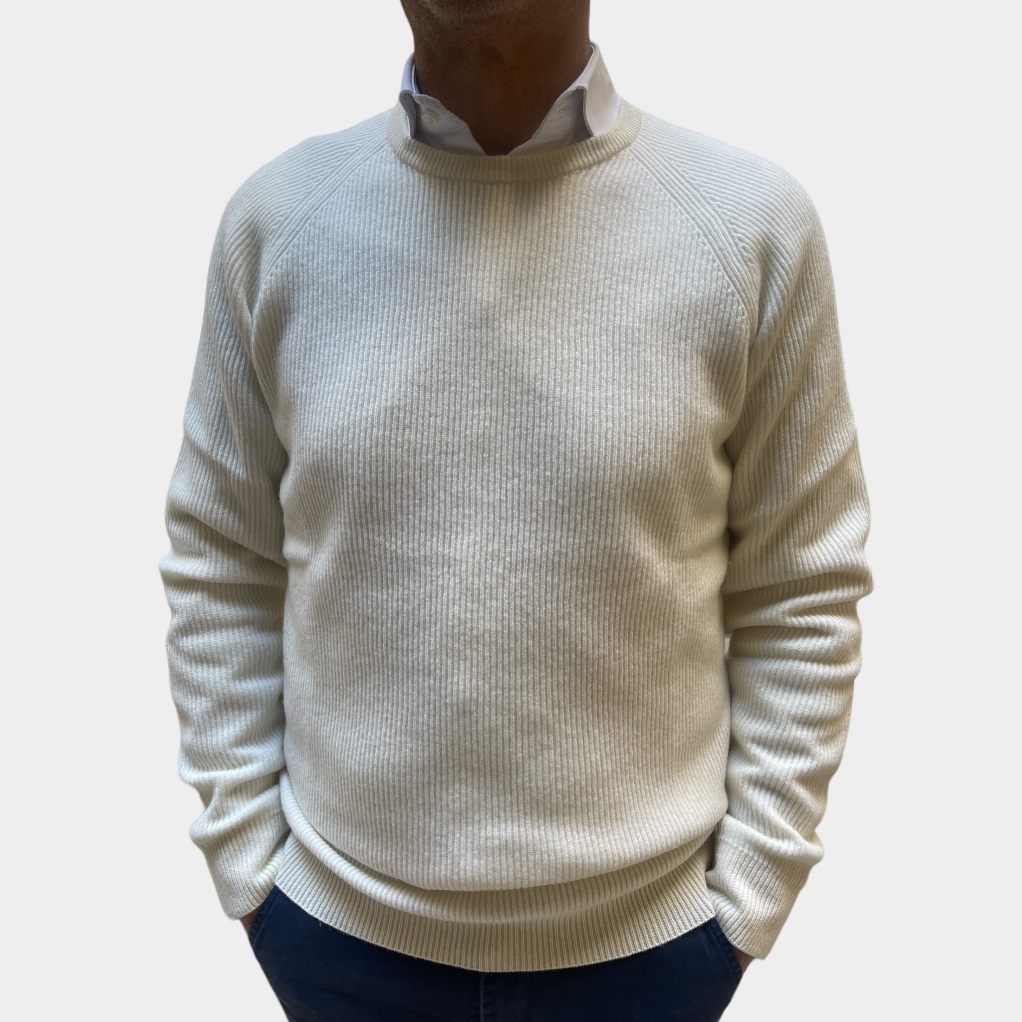 Maglia Uomo Girocollo Costa Inglese Misto Cachemire Unito