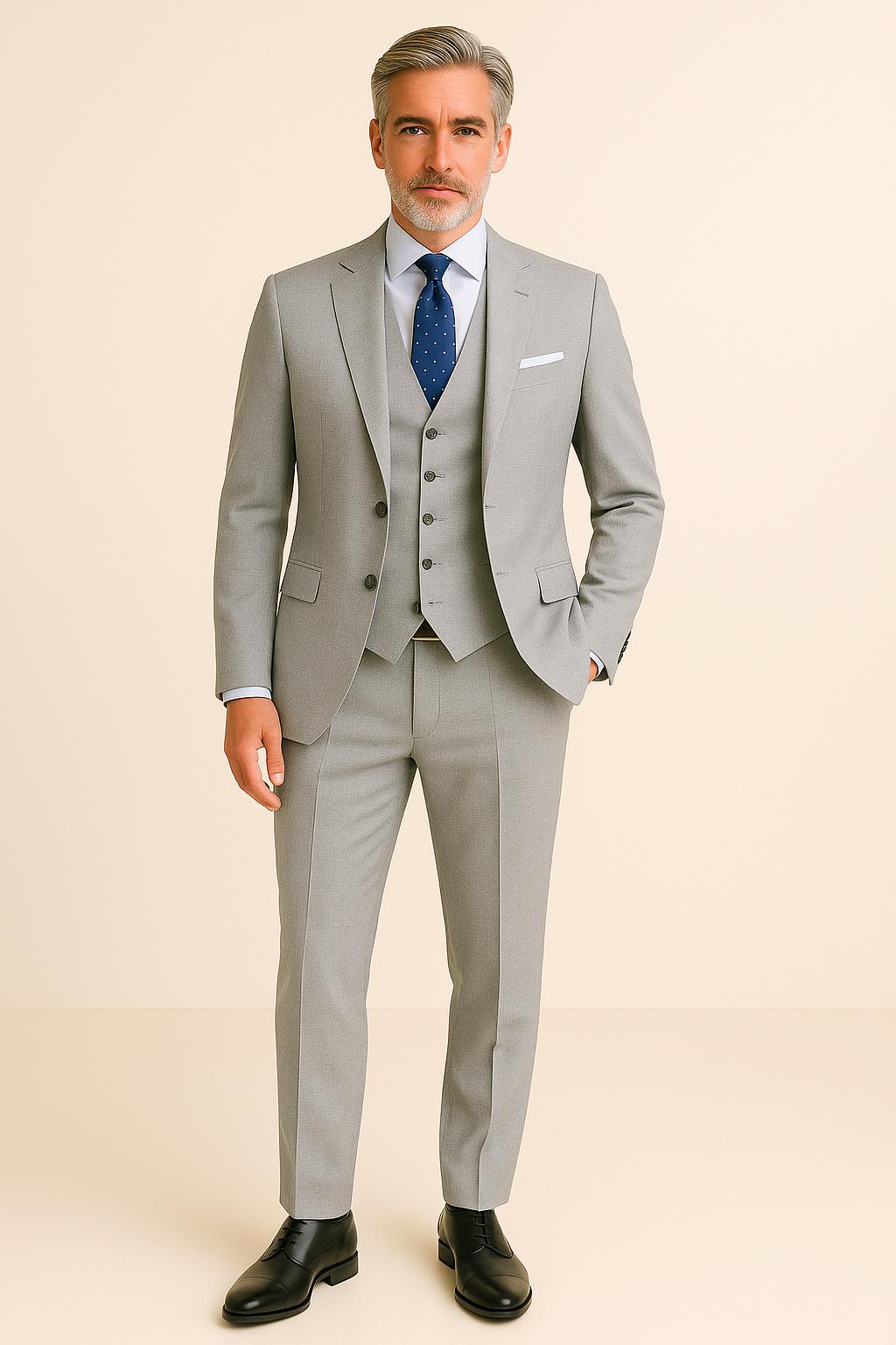 Abito Uomo 2 Bottoni con Spacchi Lana Tasmania Bistretch Grigio