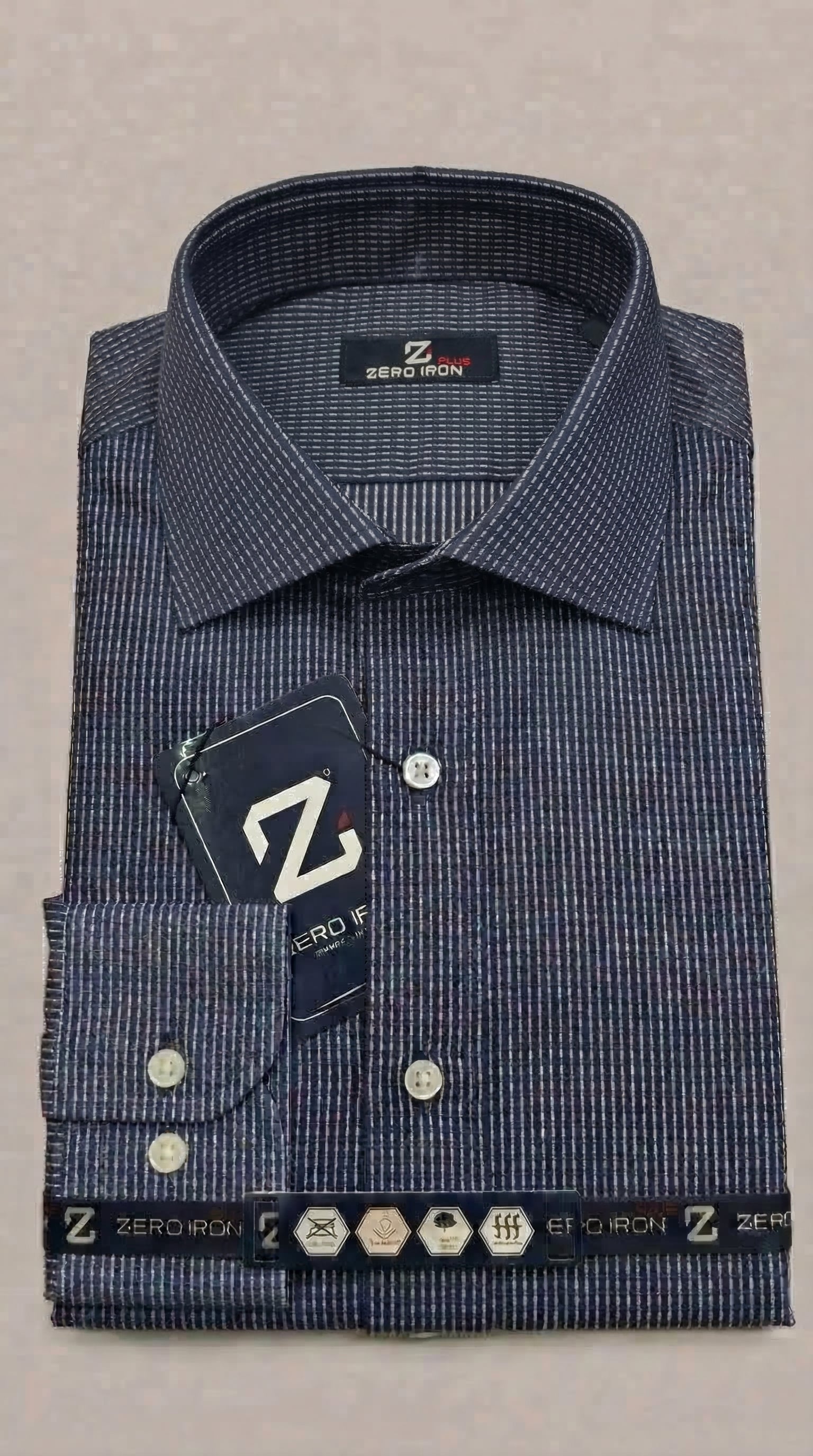 Camicia Uomo 1 Bottone Francese Zero iron Piede poule NoIron Antimacchia