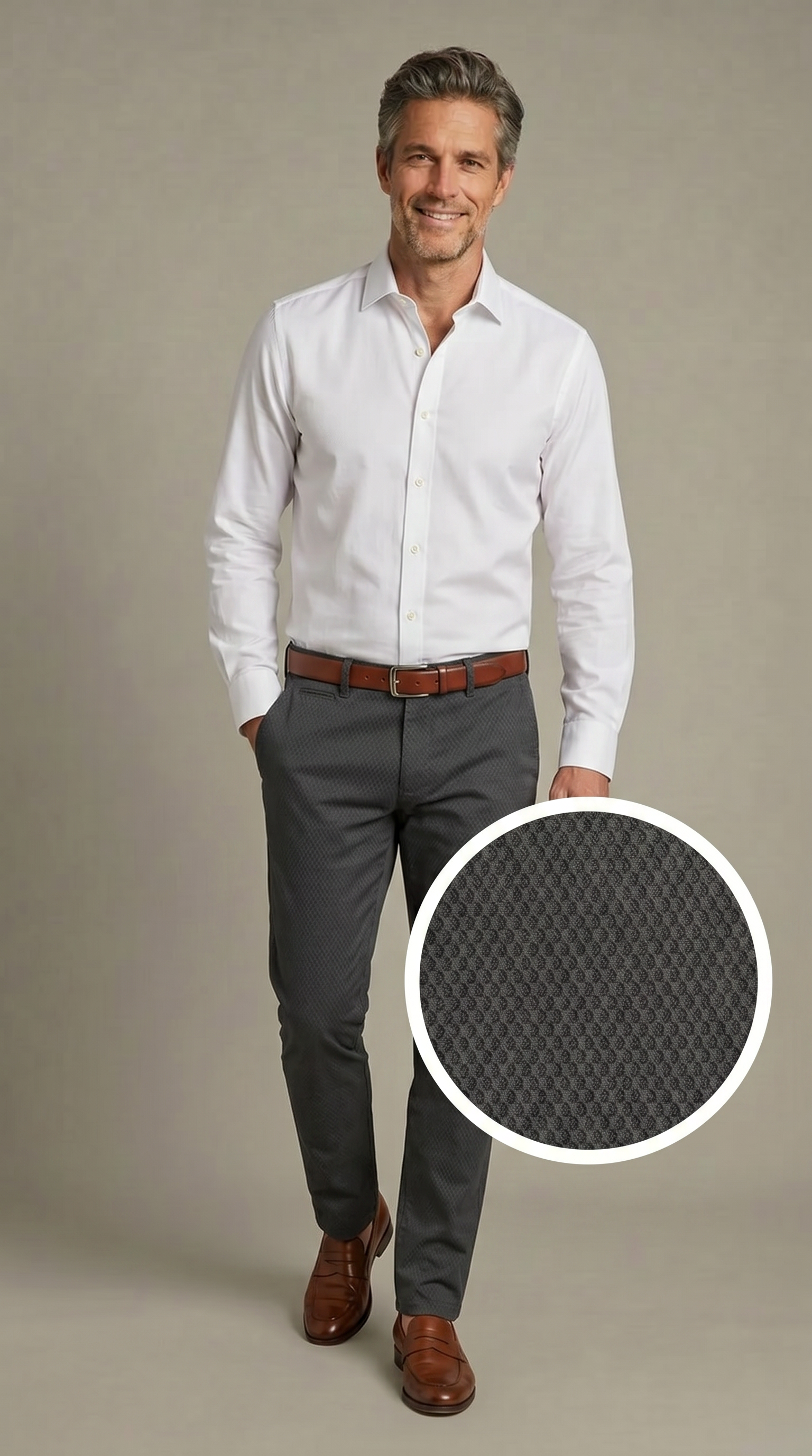 Pantalone Uomo Chinos Cotone Gabardina Fantasia