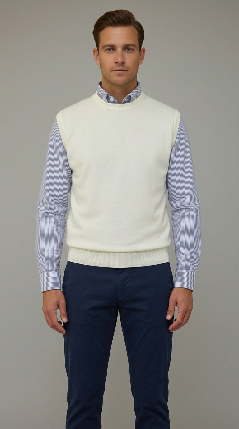 Gilet Girocollo Uomo Pura Lana Merinos