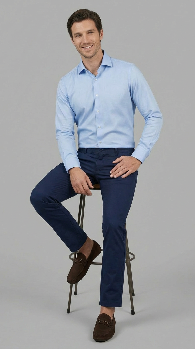 Camicia Uomo 1 Bottone Francese Cotone No iron