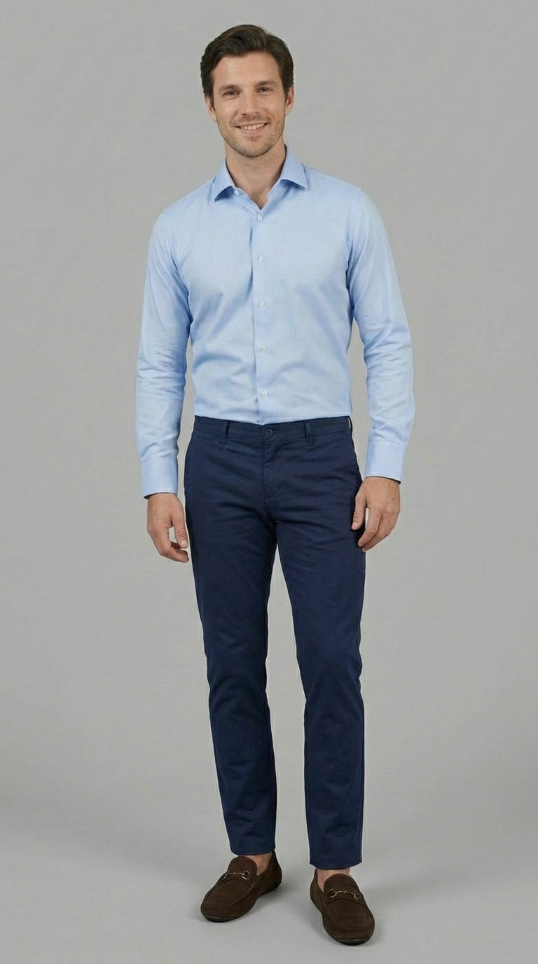 Camicia Uomo 1 Bottone Francese Slim Twill Unito