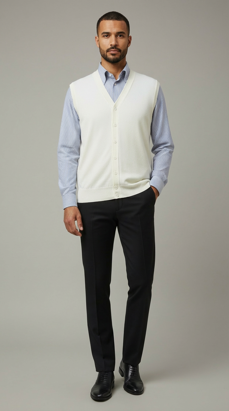 Gilet Uomo con Bottoni Pura Lana Merinos