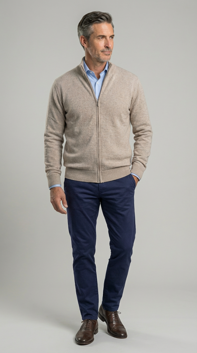 Maglia rasata Barracuda uomo full zip Misto Cachemire Unito