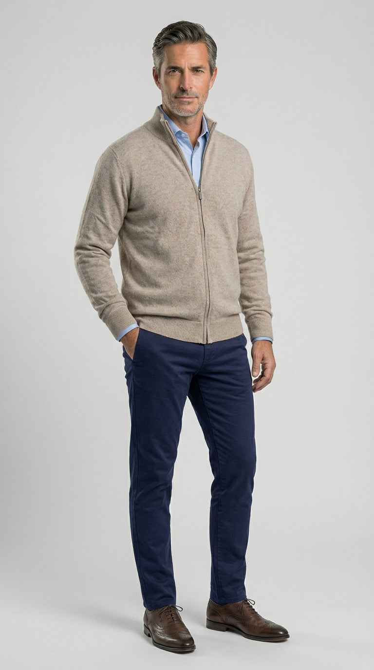 Maglia rasata Barracuda uomo full zip Misto Cachemire Unito