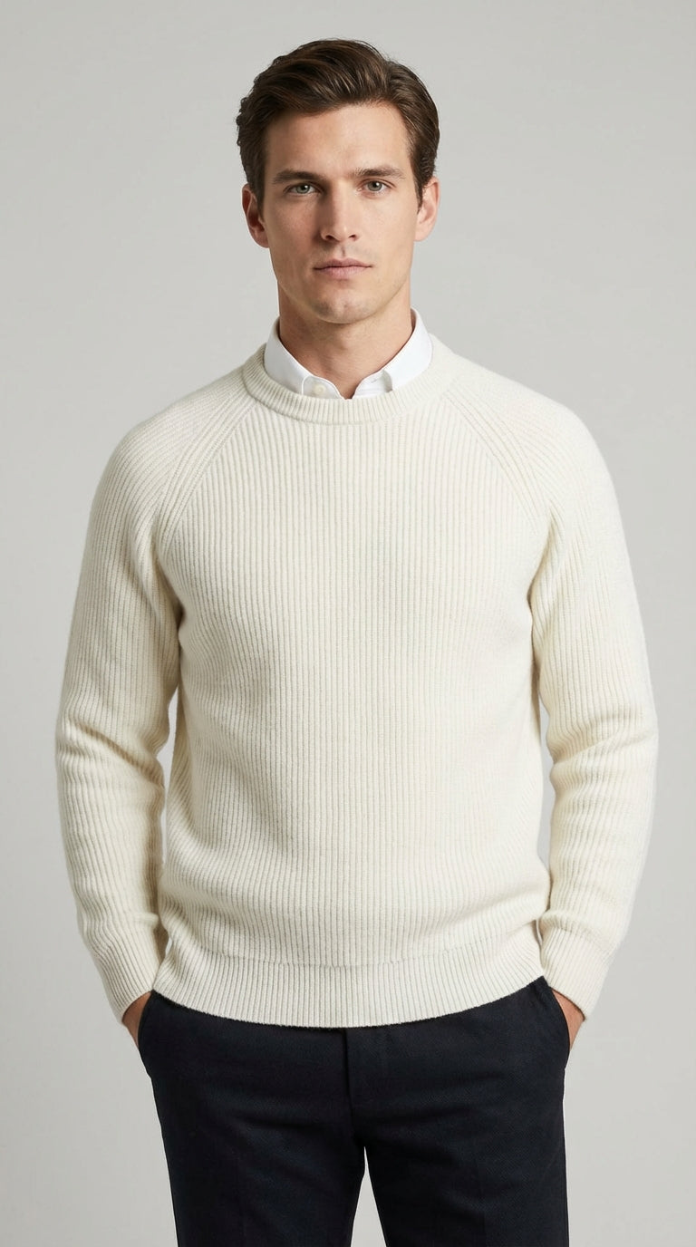 Maglia Uomo Girocollo Costa Inglese Misto Cachemire Unito