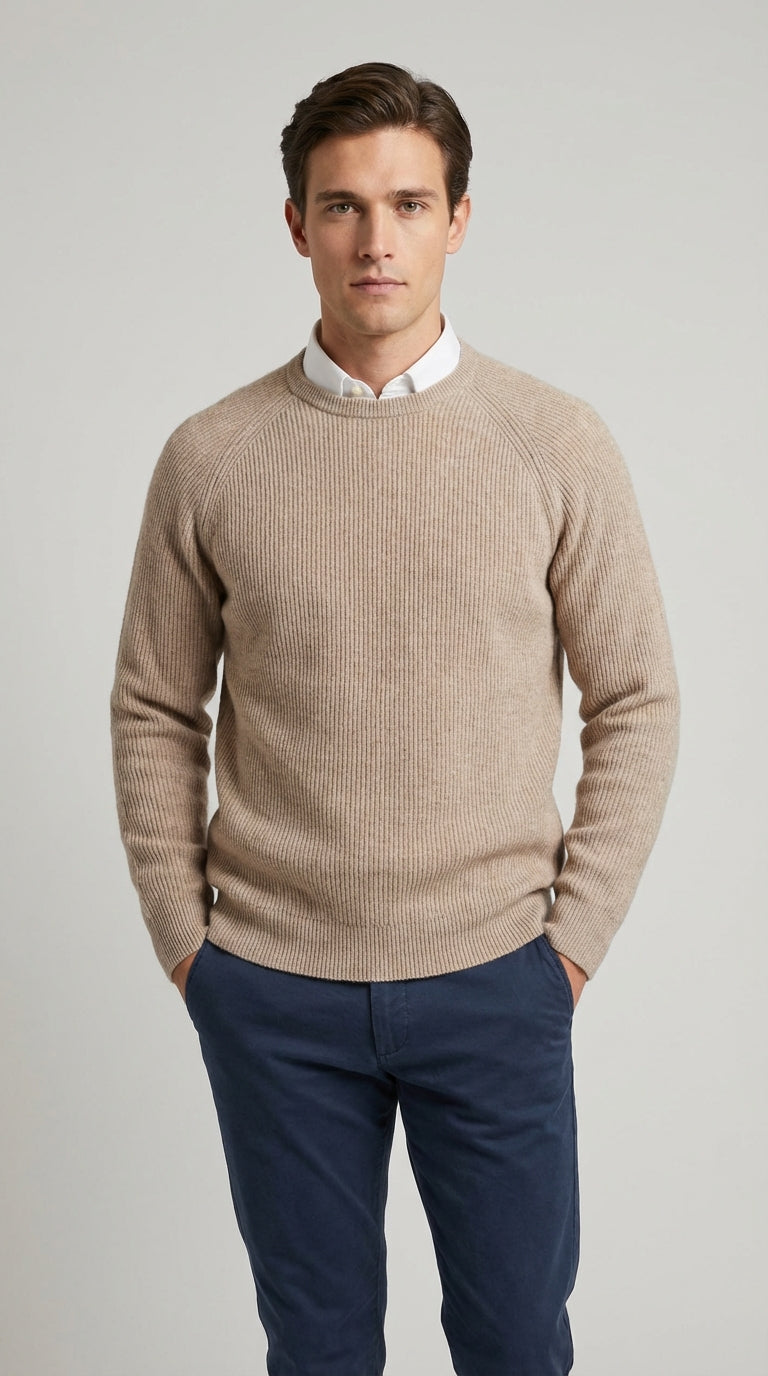 Maglia Uomo Girocollo Costa Inglese Misto Cachemire Unito