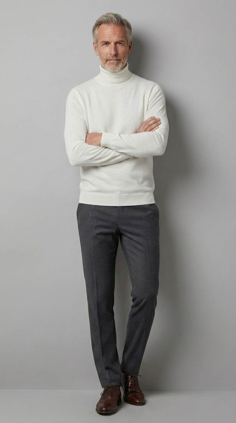 Maglia Classica Collo Alto Cachemire Blended