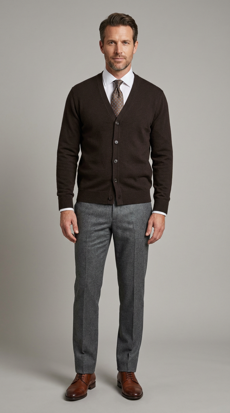 Maglia Classica Cardigan con Bottoni TEKHNOFLEX