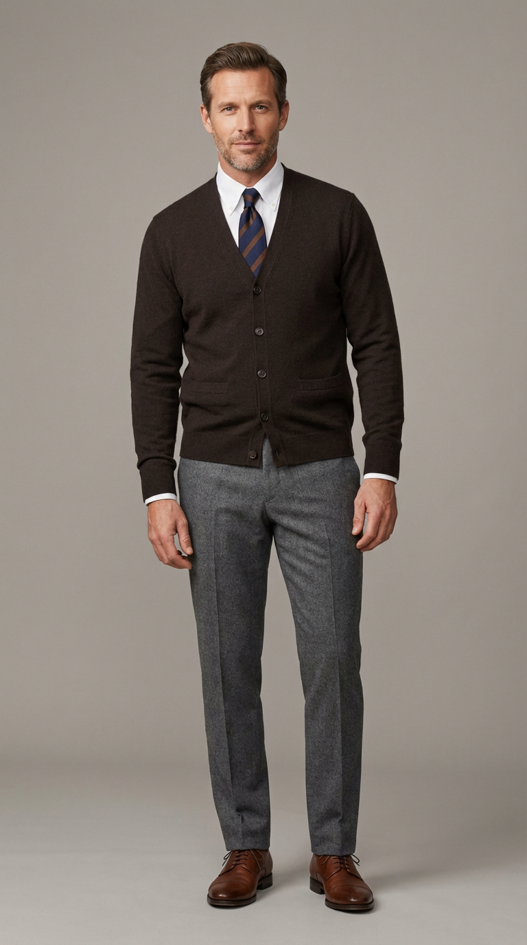 Maglia Classica Cardigan con Bottoni TEKHNOFLEX