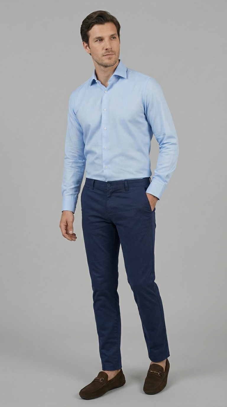 Camicia Uomo 1 Bottone Francese Twill No iron