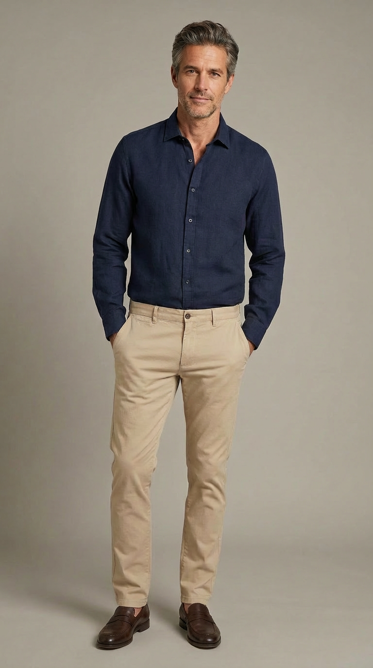 Pantalone Uomo Chinos Cotone Twill Unito
