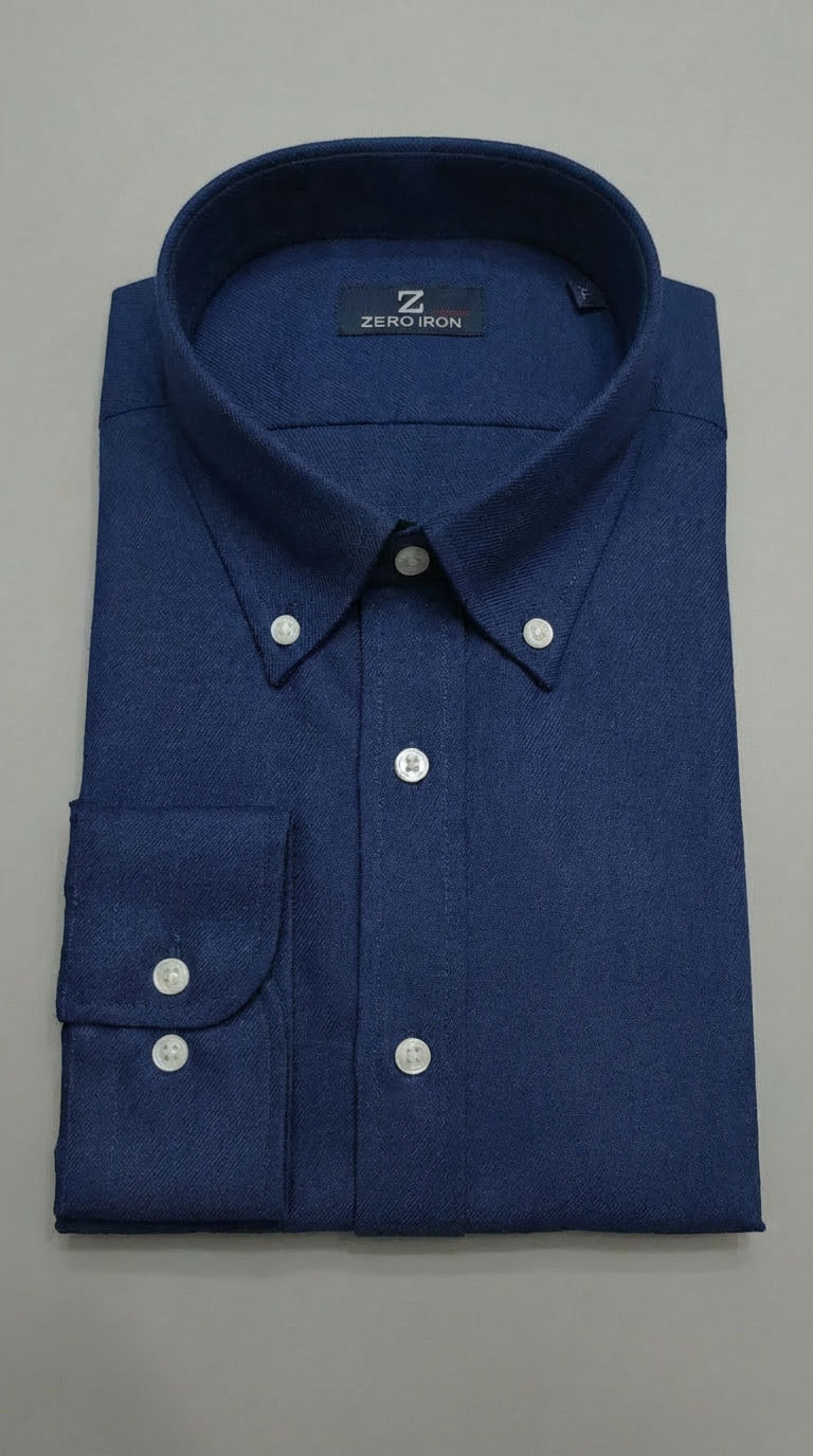 Camicia Uomo 1 Bottone Button Down Piede poule NoIron Antimacchia
