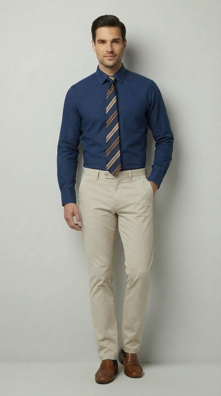 Camicia Uomo 1 Bottone Button Down Piede poule NoIron Antimacchia