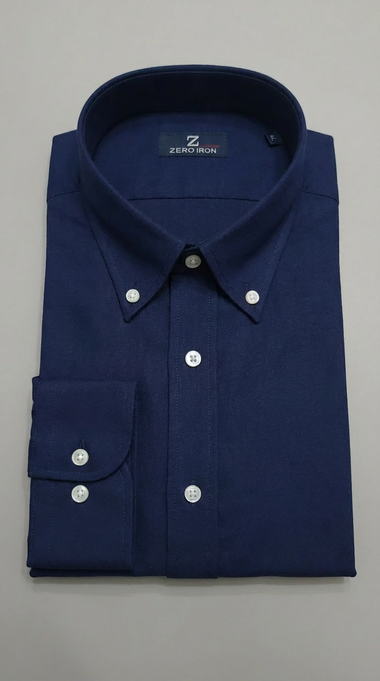 Camicia Uomo 1 Bottone Button Down Satin Zero Iron Antimacchia
