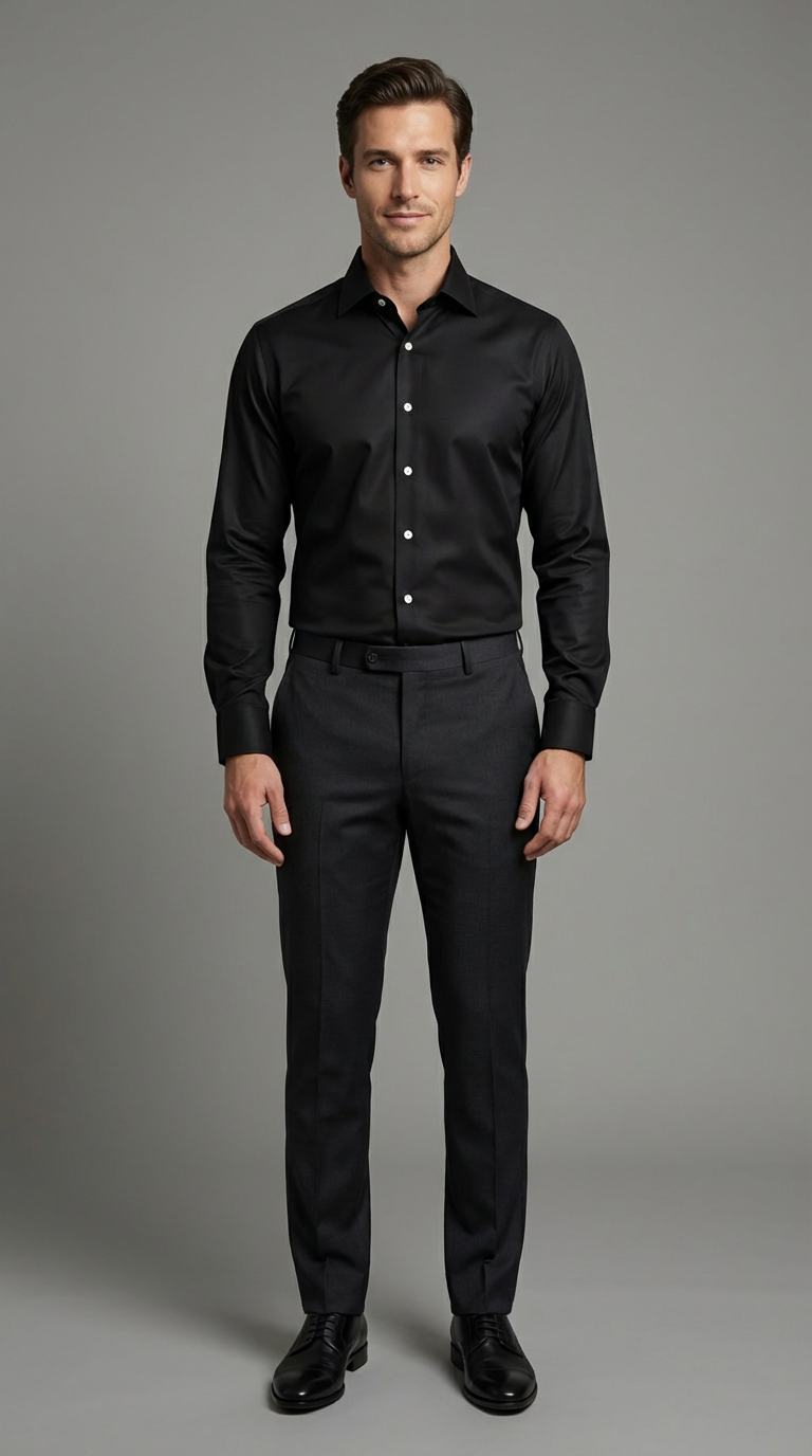 Camicia Uomo 1 Bottone Francese Tessuto Tecnico Super Stretch
