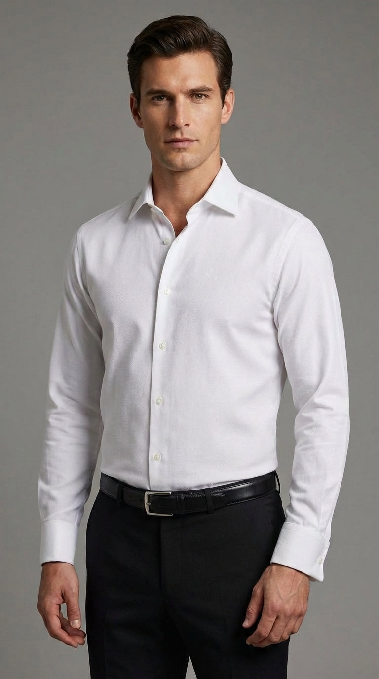 Camicia Uomo 1 Bottone Francese Tessuto Tecnico Super Stretch
