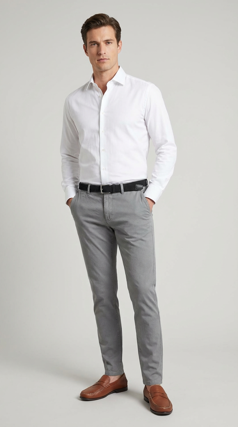 Pantalone Uomo Chinos Cotone Gabardina Fantasia