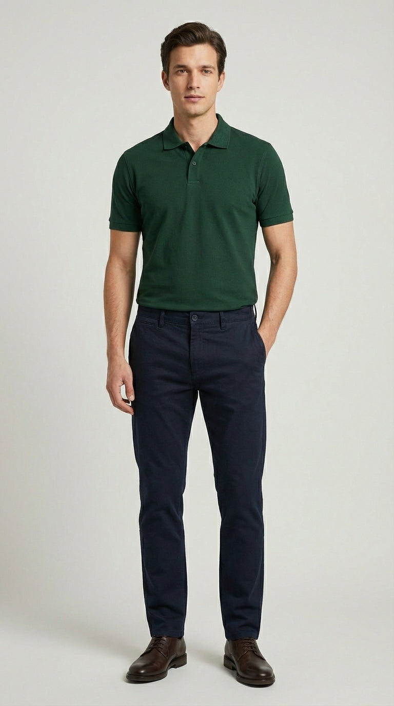 Polo Uomo Slim  Manica Corta Cotone Piquet Unito Chiaro