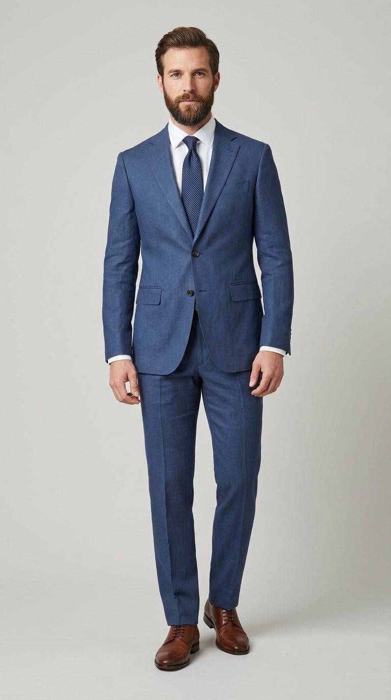 Abito Uomo 2 Bottoni con Spacchi Lino e Viscosa