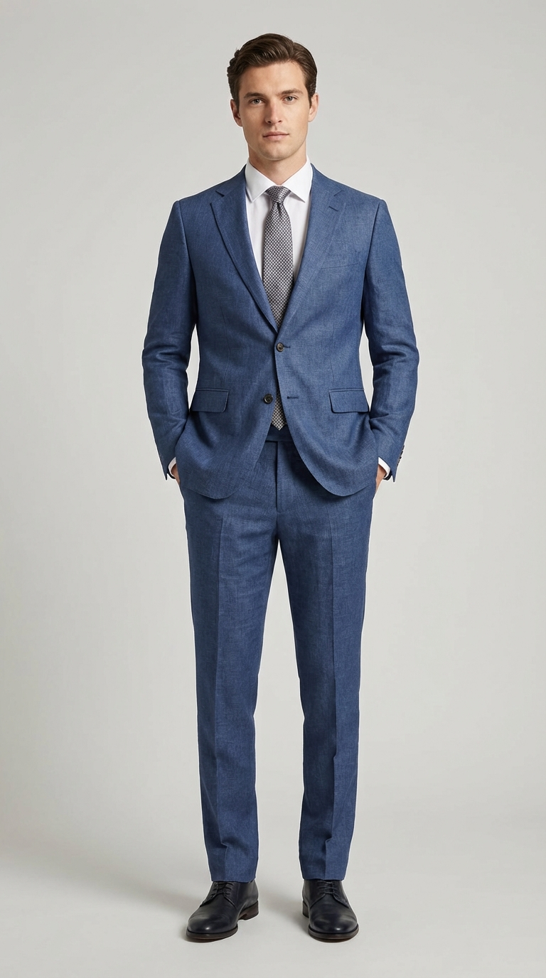 Abito Uomo 2 Bottoni con Spacchi Lino e Viscosa