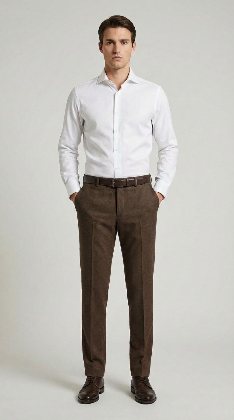 Pantalone Uomo Flanella Unita Marrone