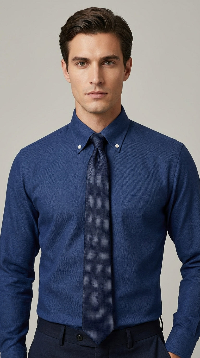 Camicia Uomo 1 Bottone Button Down Cotone Twill NoIron Antimacchia