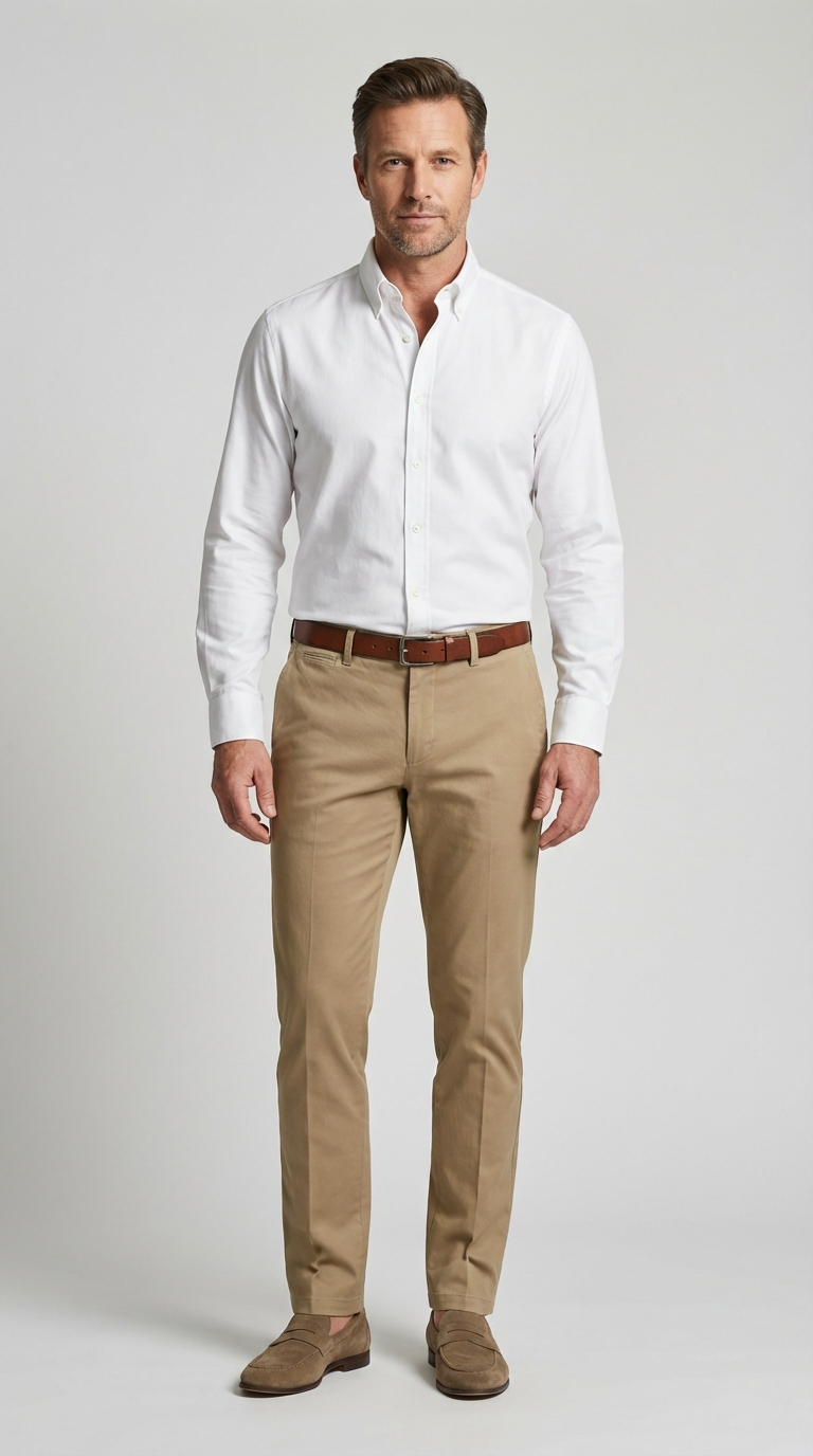 Pantalone Uomo Chinos Cotone Gabardina Unito