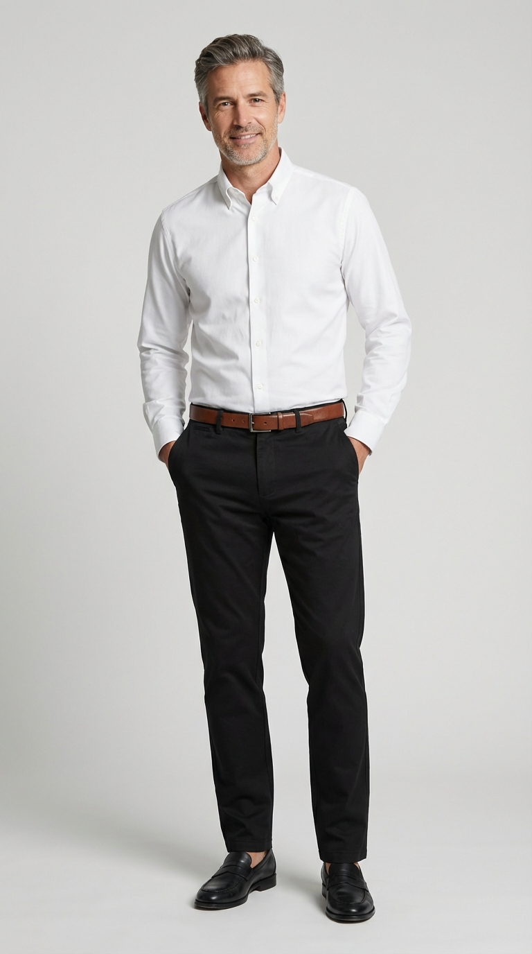 Pantalone Uomo Chinos Cotone Gabardina Unito Verde Medio