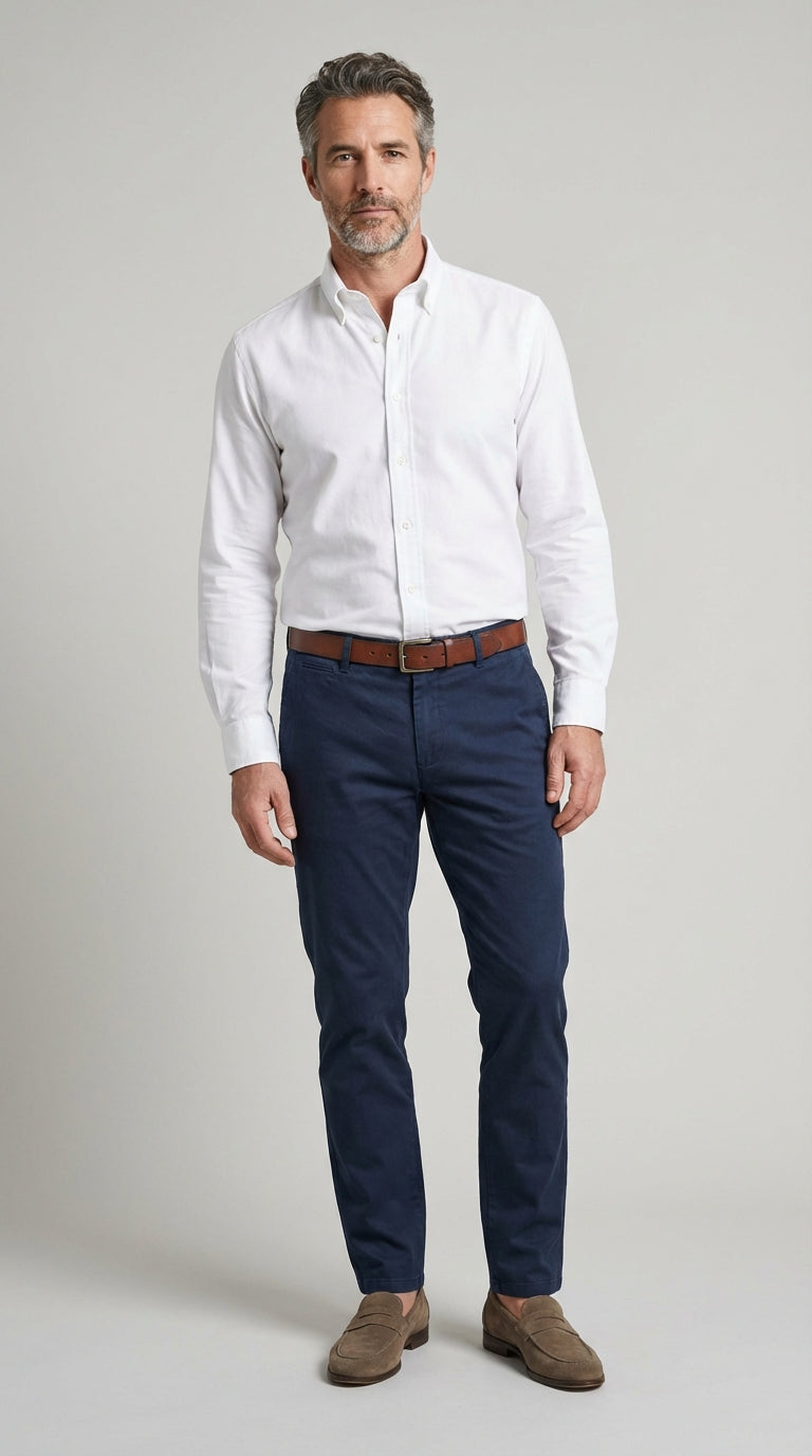 Pantalone Uomo Chinos Cotone Gabardina Unito Verde Medio