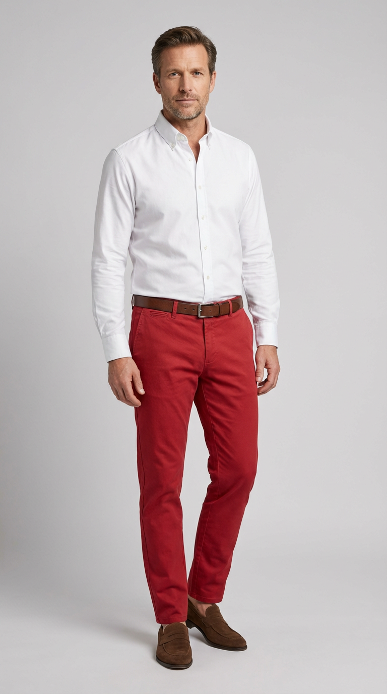 Pantalone Uomo Chinos Cotone Gabardina Unito Verde Medio