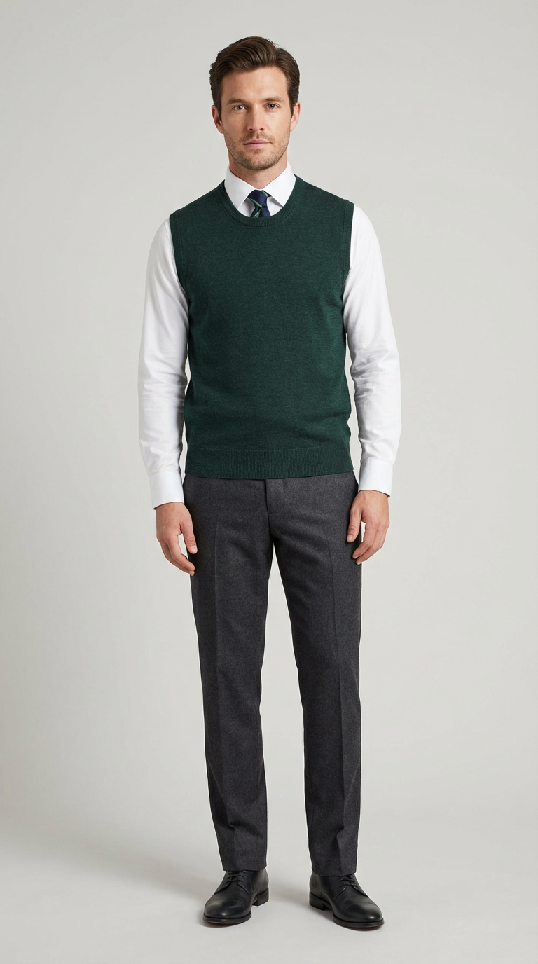 Gilet Girocollo Uomo Maglia Misto Viscosa