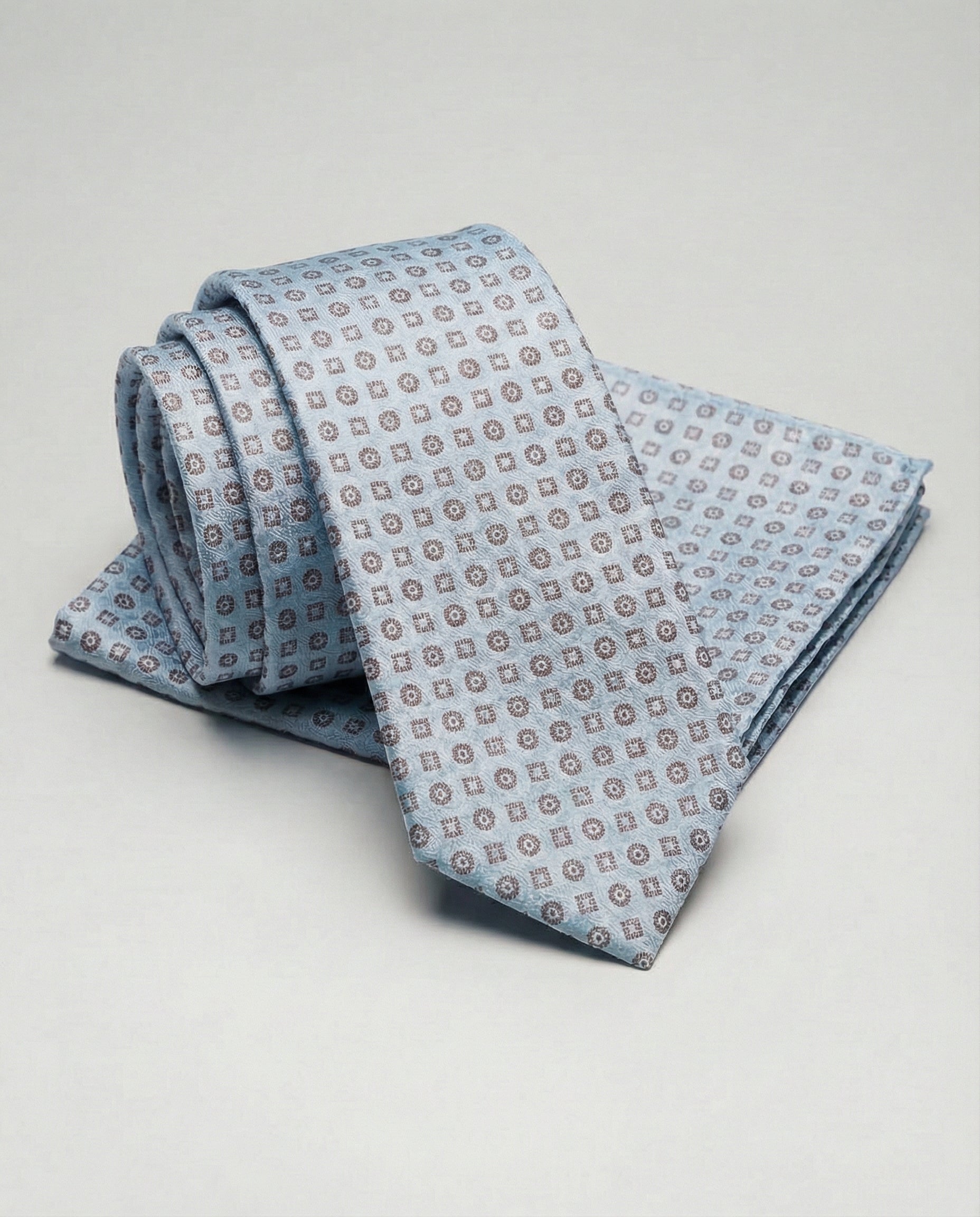 Cravatta Con Pochette Fantasia Con Disegni