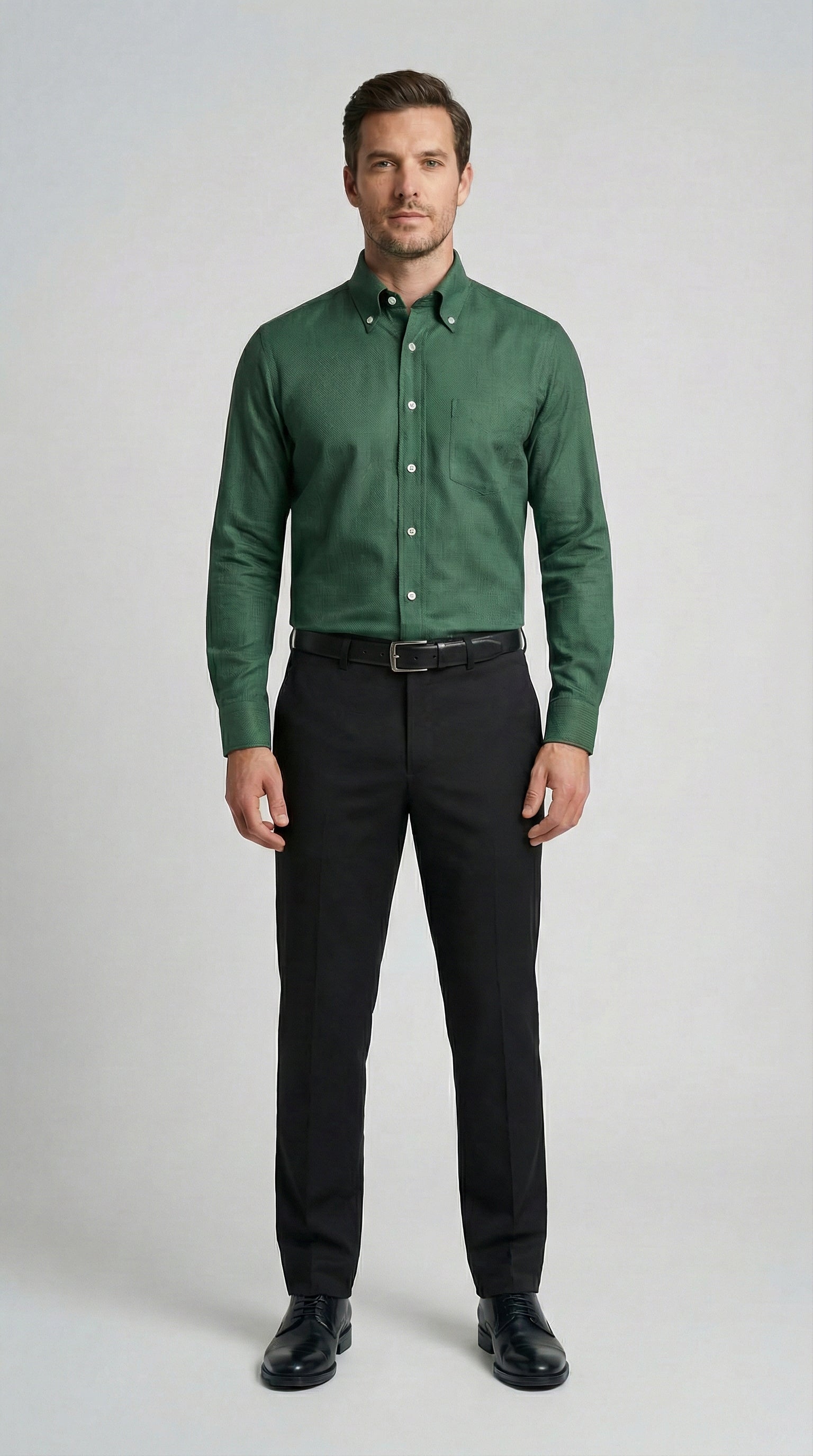 Camicia Uomo 1 Bottone Button Down Ridotto con Taschino Oxford unito