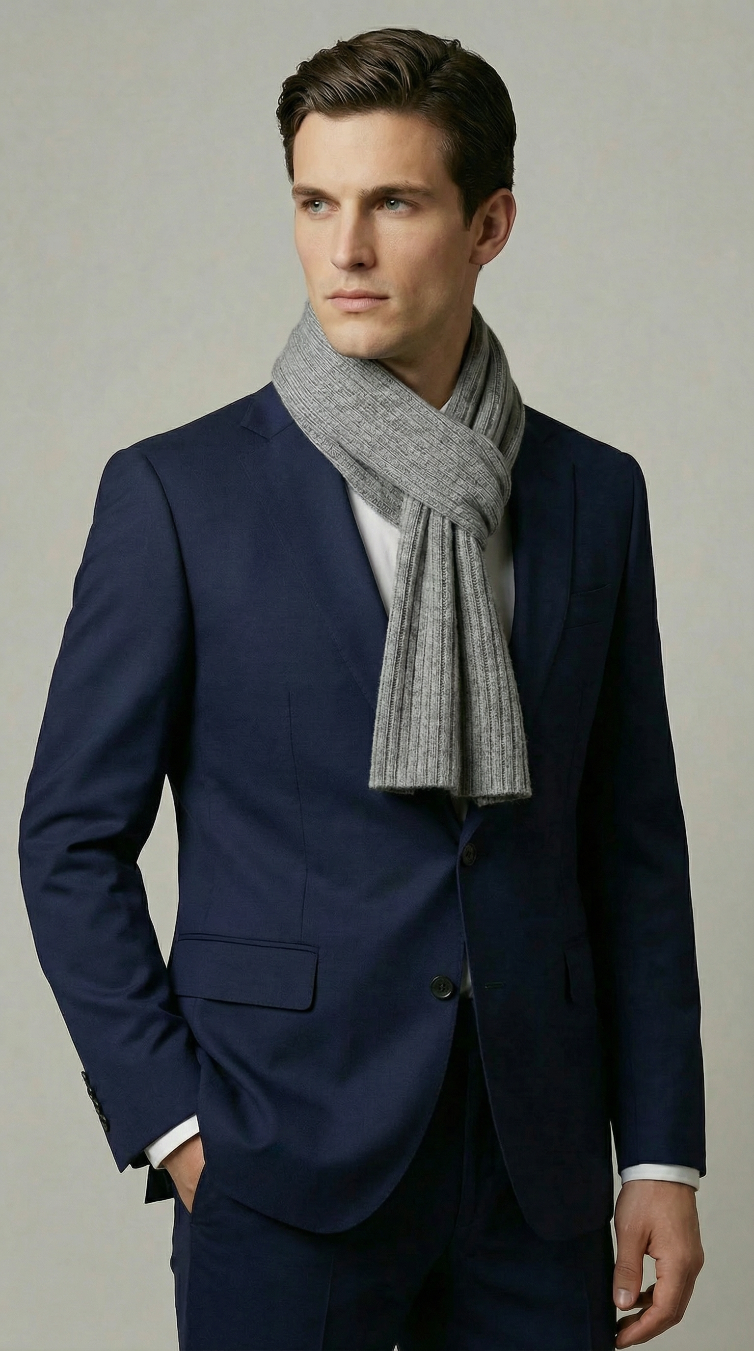 Sciarpa Uomo a Coste Misto Lana unito