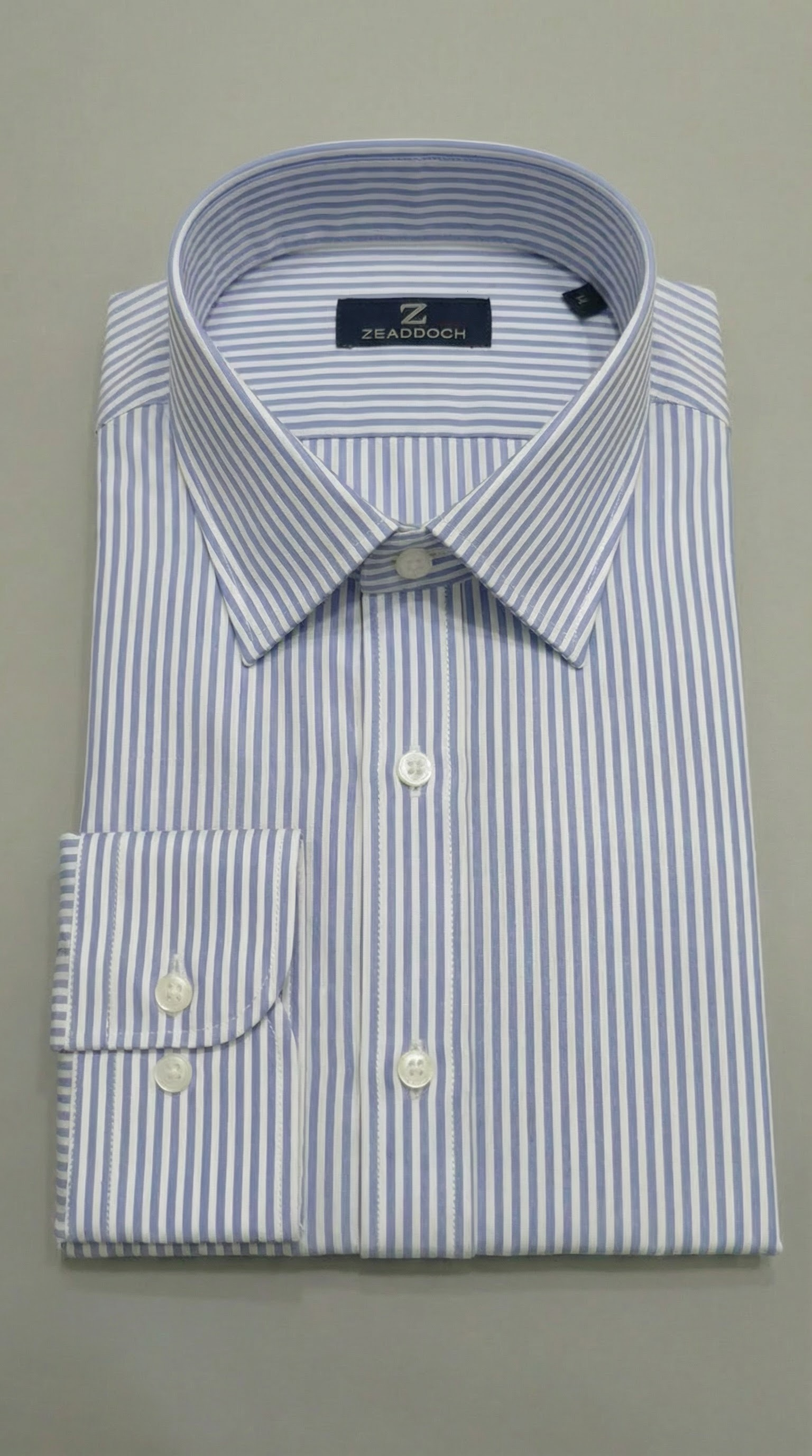 Camicia Uomo 1 Bottone Francese Twill No Iron Bianco/Celeste