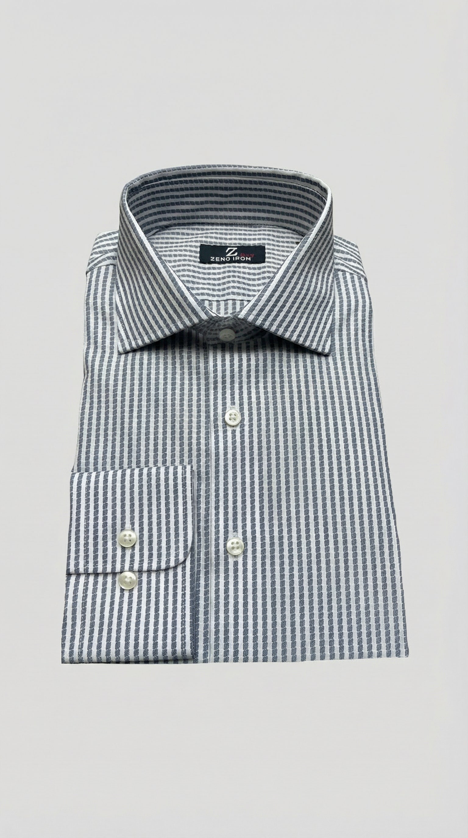 Camicia Uomo 1 Bottone Francese Cotone Pied de Poule NoIron Antimacchia