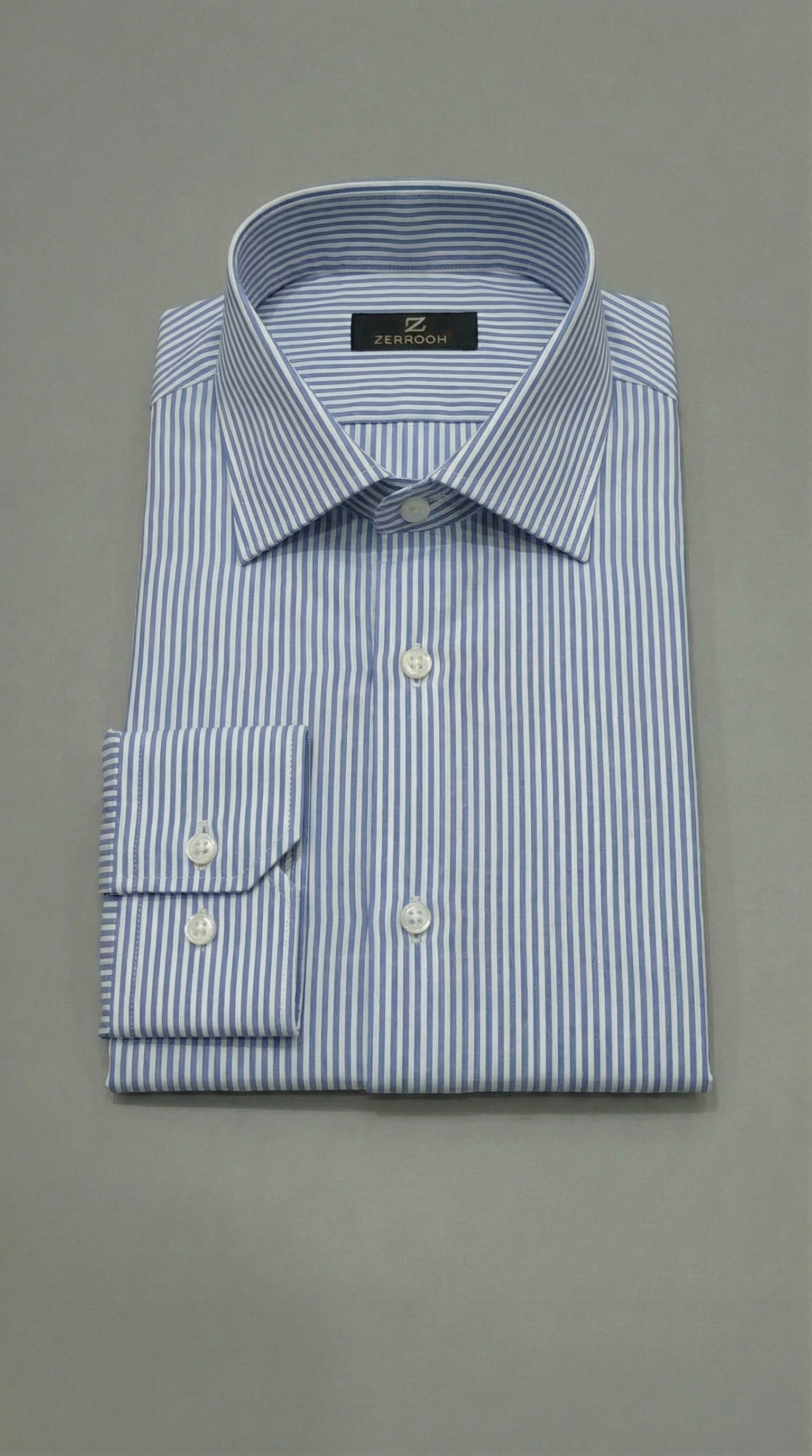 Camicia Uomo 1 Bottone Francese Cotone Riga Media NoIron Antimacchia