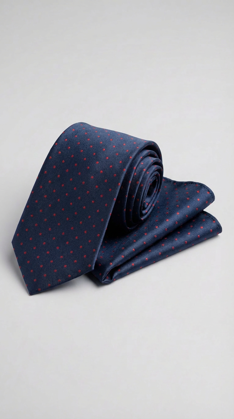 Cravatta Con Pochette Pois Medio Verde Medio/Bianco