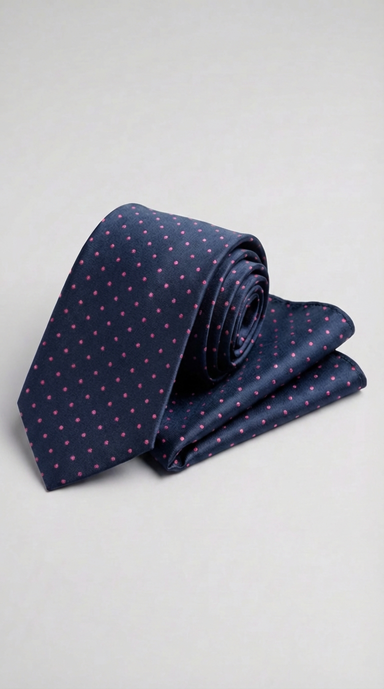 Cravatta Con Pochette Pois Medio Verde Medio/Bianco