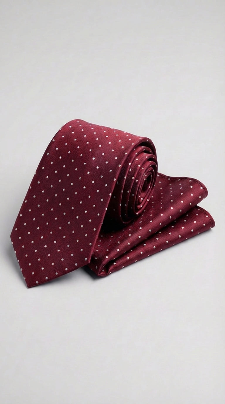 Cravatta Con Pochette Pois Medio Verde Medio/Bianco