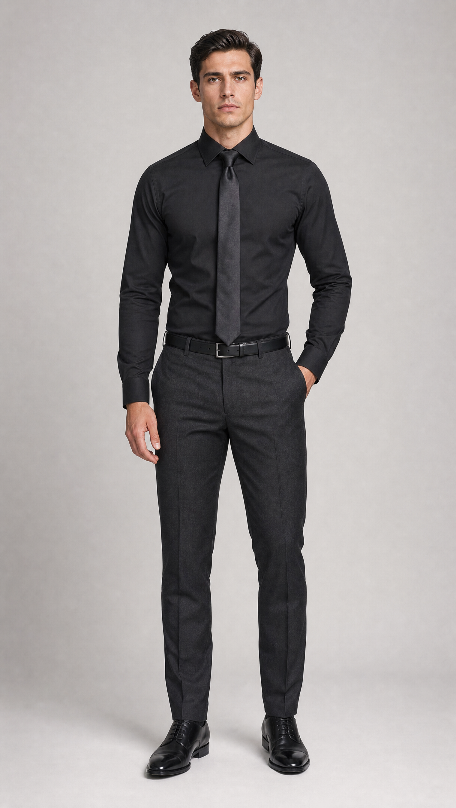 Camicia Uomo 1 Bottone Francese Slim Cotone Unito Bambu Stretch