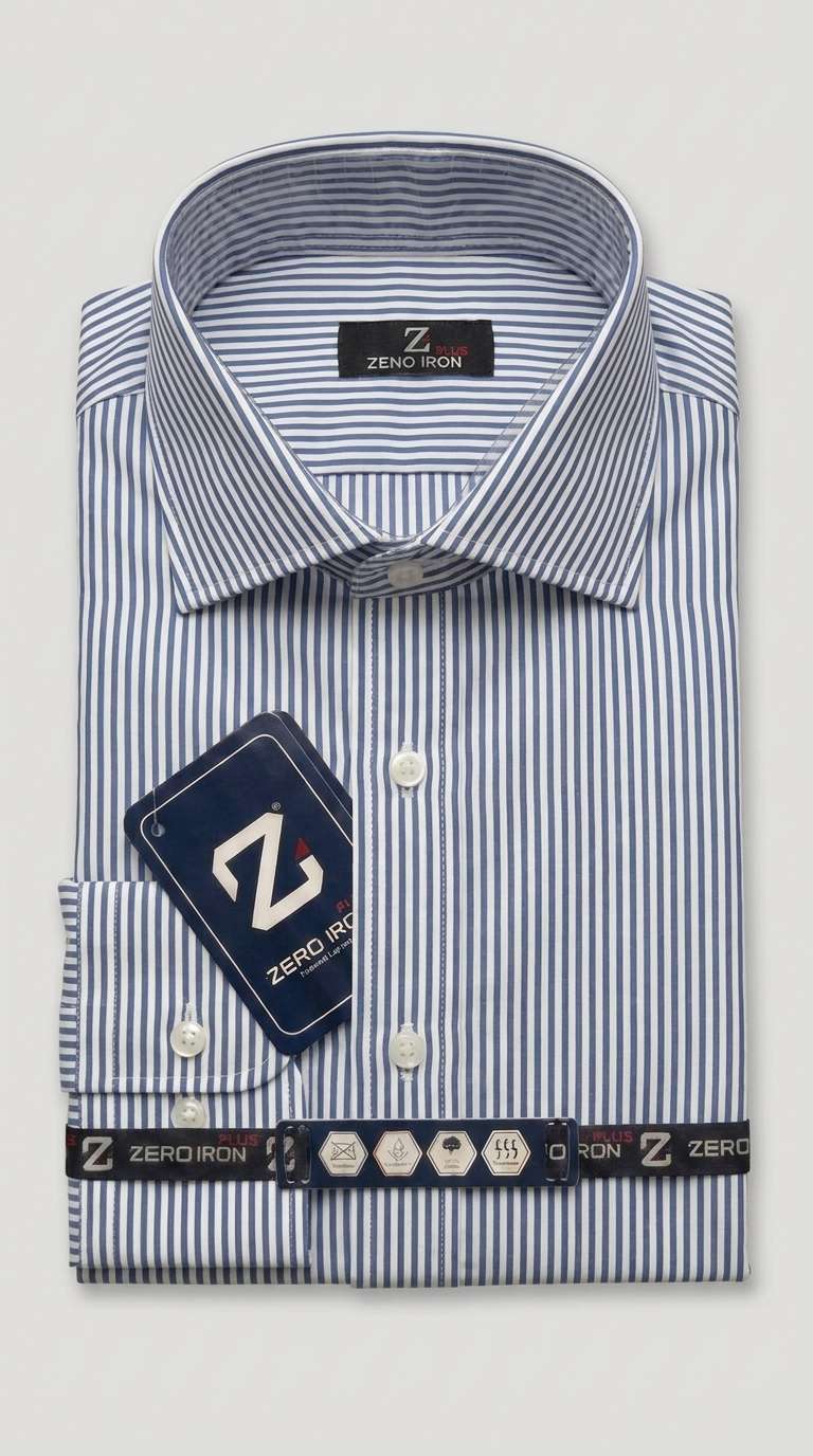 Camicia Uomo 1 Bottone Francese Cotone Riga Stretta NoIron Antimacchia