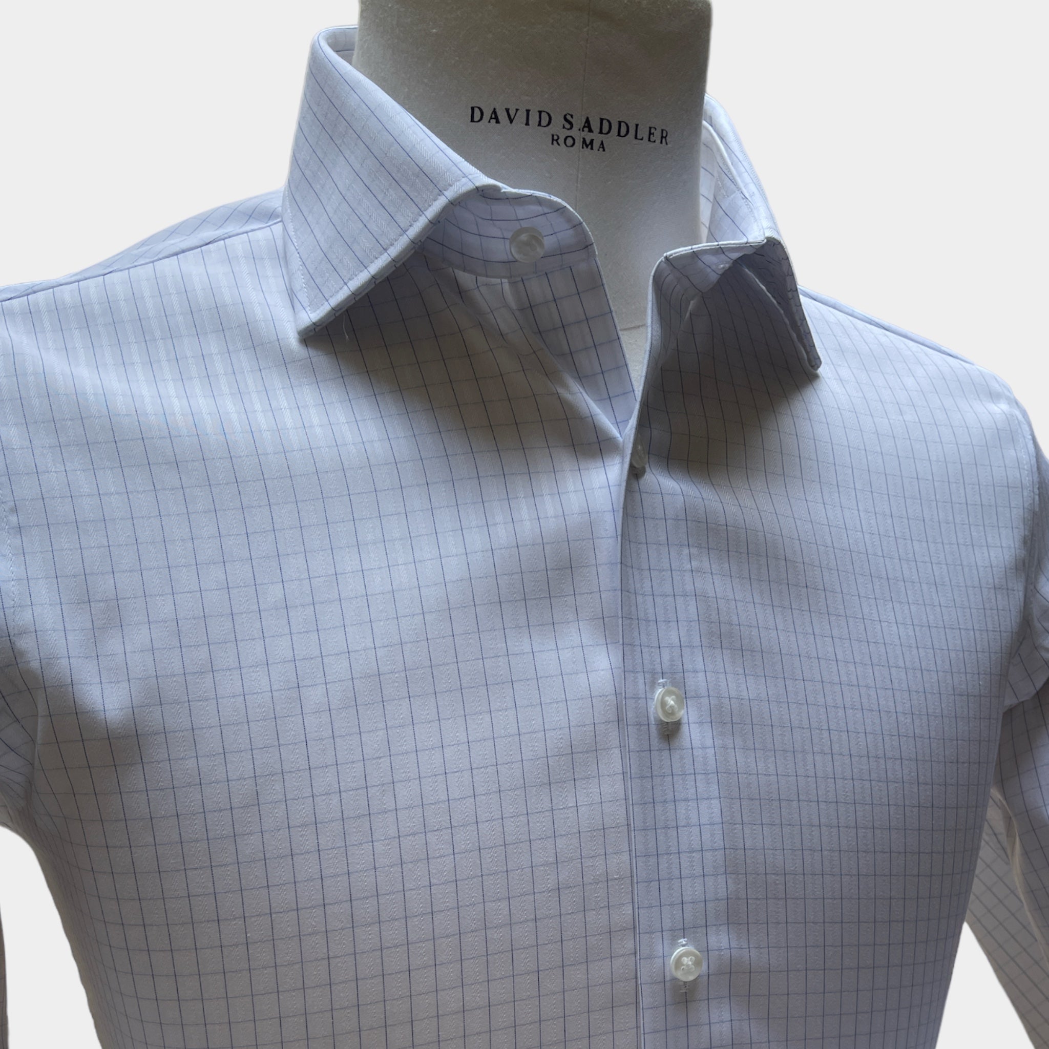 Camicia Uomo 1 Bottone Francese Cotone No iron Bianco/Celeste